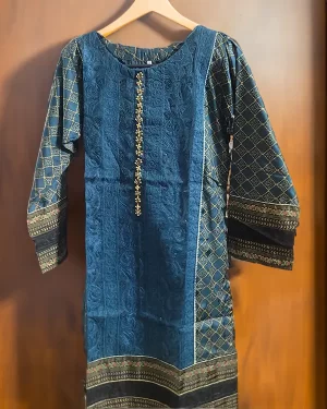 Semi Formal Silk Kurti - Teal