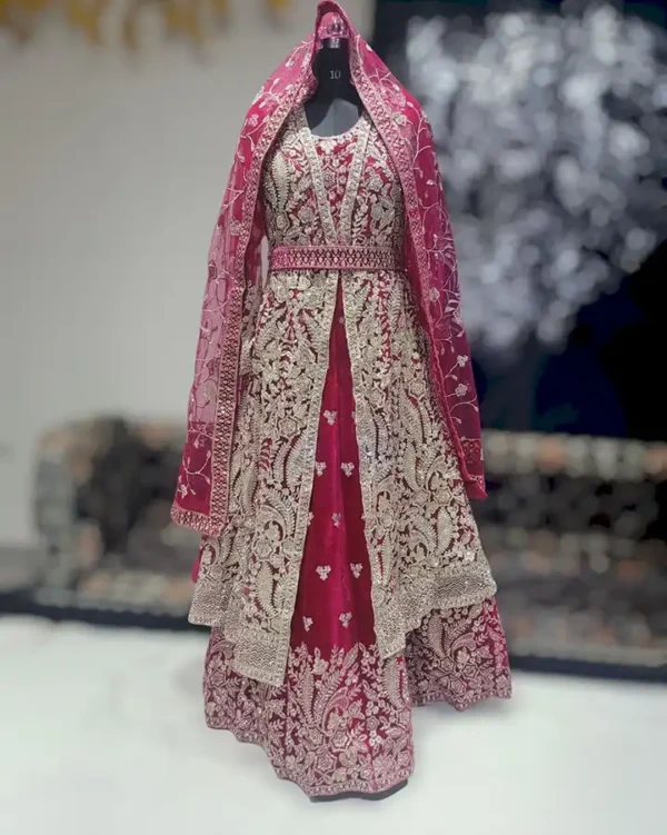 Bridal Velvet Gown Hot Pink