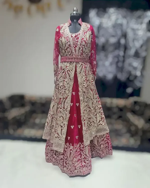 Bridal Velvet Gown Hot Pink