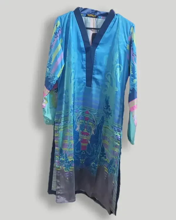 Digital Silk Kurti Light Blue